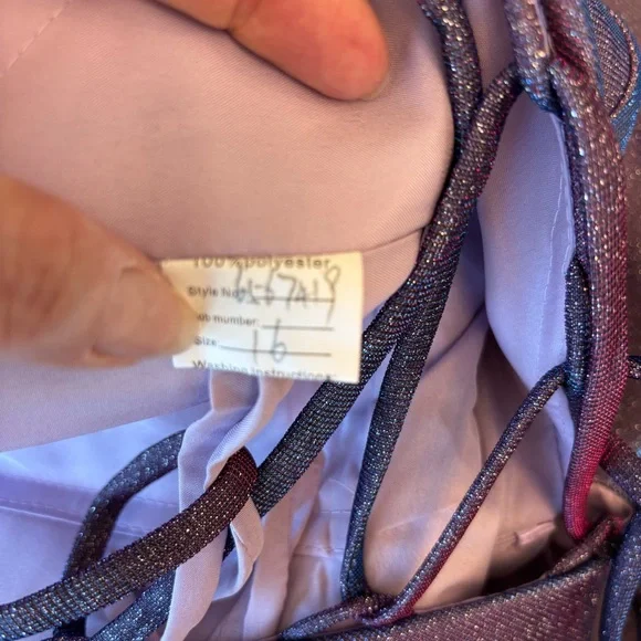 NEW Purple Iridescent Long Prom Dress NWOT Size XL/16 - Picture 12 of 14